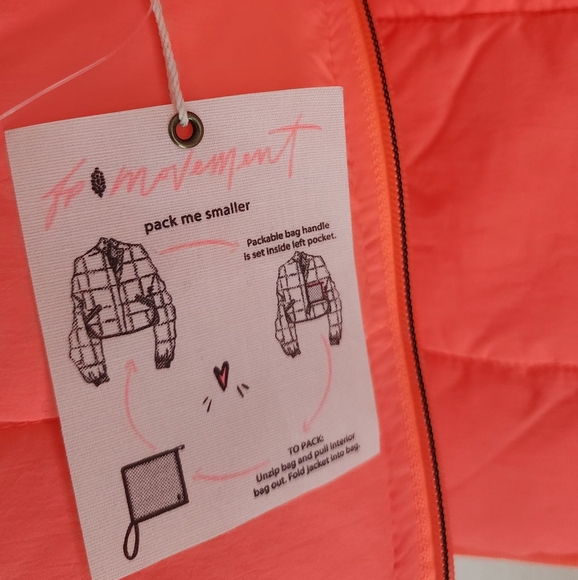 Free People Pippa packable puffer jacket hot watermelon - Picture 5 of 10